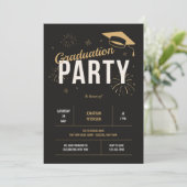 Graduation Party in Gold en Black Kaart (Staand voorkant)