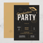 Graduation Party in Gold en Black Kaart (Voorkant / Achterkant)