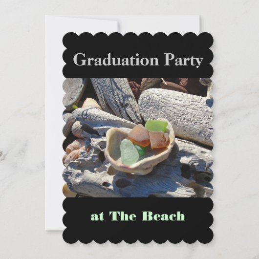 Graduation Party in the Beach Invitations Black Kaart (Voorkant)