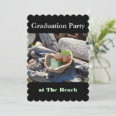 Graduation Party in the Beach Invitations Black Kaart (Staand voorkant)