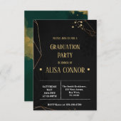 Graduation Party Invintation Black and Gold RSVP Kaartje (Voorkant / Achterkant)