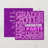 Graduation Party Invitation 2011 Mosaic Violet Kaart (Voorkant / Achterkant)