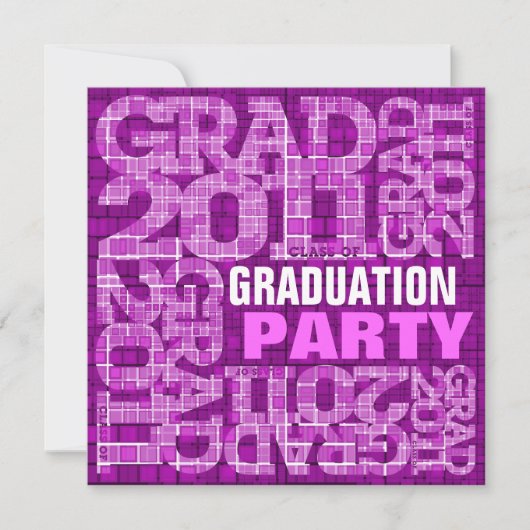 Graduation Party Invitation 2011 Mosaic Violet Kaart (Voorkant)