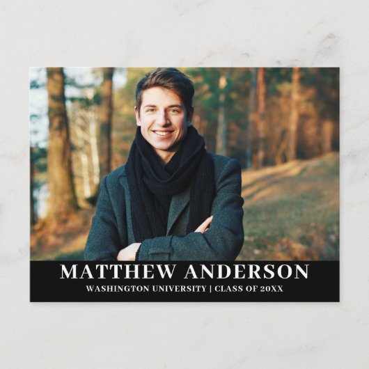 Graduation Party Invitation Afstuderen Photo Blk Uitnodiging Briefkaart (Voorkant)