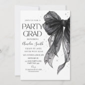 Graduation Party Invitation Black Bow Graduation A Kaart (Voorkant)