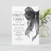 Graduation Party Invitation Black Bow Graduation A Kaart (Staand voorkant)
