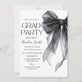 Graduation Party Invitation Black Bow Graduation A Kaart (Voorkant)