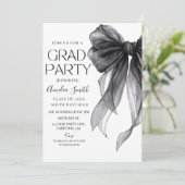 Graduation Party Invitation Black Bow Graduation A Kaart (Staand voorkant)