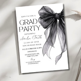 Graduation Party Invitation Black Bow Graduation A Kaart