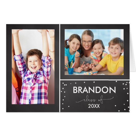 Graduation Party Invitation Black Chalkboard-look (Voorkant Horizontaal)