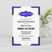 Graduation Party Invitation blue Retro Inspired  Kaart (Staand voorkant)