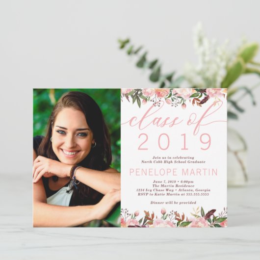 Graduation Party Invitation, Boho Kaart (Staand voorkant)