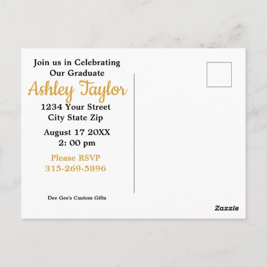 Graduation Party Invitation Briefkaart (Achterkant)