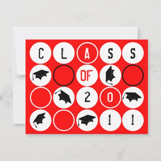 Graduation Party Invitation DOT191 Red Kaart (Voorkant)