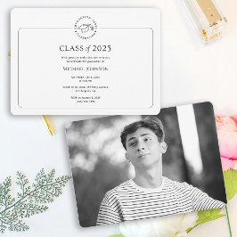 Graduation Party Invitation eenvoudig zwart-wit Kaart