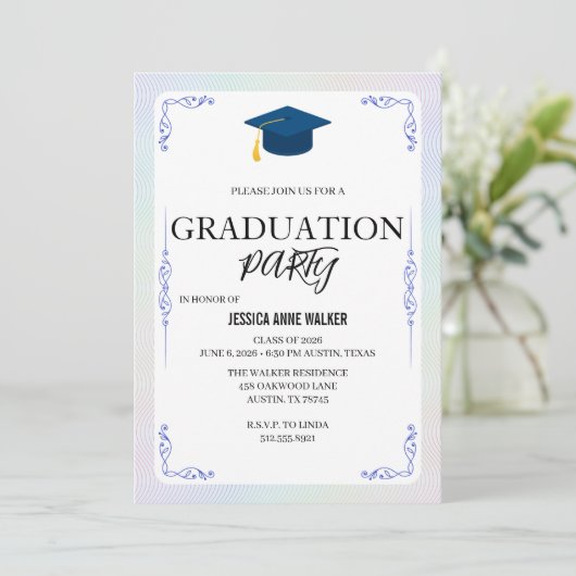 Graduation Party Invitation Elegant Gold Editable  Kaart (Staand voorkant)