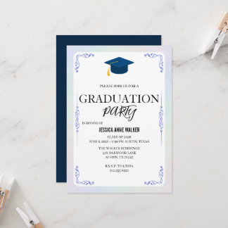 Graduation Party Invitation Elegant Gold Editable  Kaart