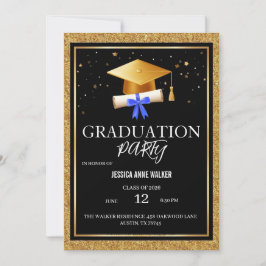 Graduation Party Invitation Elegant Gold Editable  Kaart