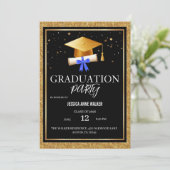 Graduation Party Invitation Elegant Gold Editable  Kaart (Staand voorkant)