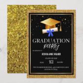 Graduation Party Invitation Elegant Gold Editable  Kaart (Voorkant / Achterkant)