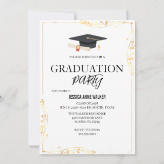 Graduation Party Invitation Elegant Gold Editable  Kaart