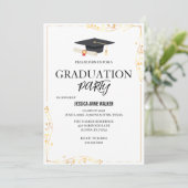 Graduation Party Invitation Elegant Gold Editable  Kaart (Staand voorkant)