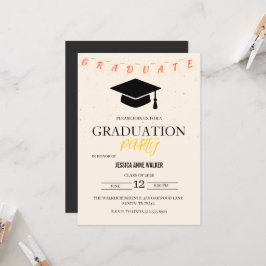 Graduation Party Invitation Elegant Gold Editable  Kaart