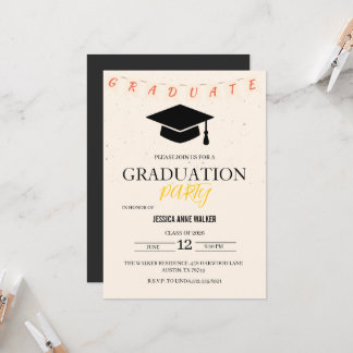Graduation Party Invitation Elegant Gold Editable  Kaart