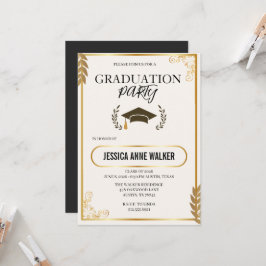 Graduation Party Invitation Elegant Gold Editable  Kaart