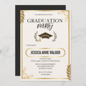 Graduation Party Invitation Elegant Gold Editable  Kaart (Voorkant / Achterkant)