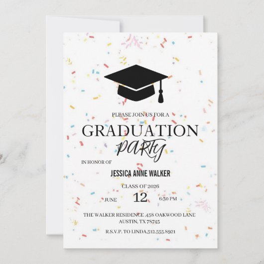 Graduation Party Invitation Elegant Gold Editable Kaart (Voorkant)