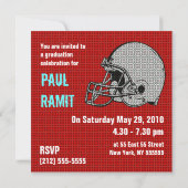 Graduation Party Invitation Football Helmet 2 Red Kaart (Achterkant)