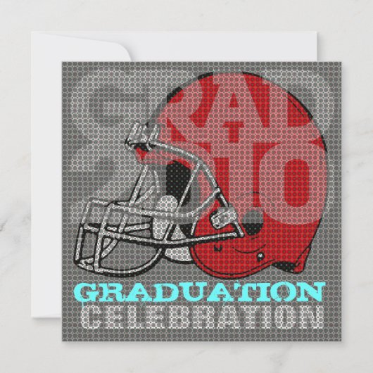 Graduation Party Invitation Football Helmet 2 Red Kaart (Voorkant)