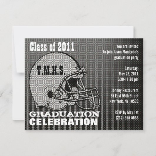 Graduation Party Invitation Football Helmet Grey Kaart (Voorkant)