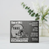 Graduation Party Invitation Football Helmet Grey Kaart (Staand voorkant)