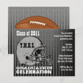 Graduation Party Invitation Football Helmet Grey Kaart (Voorkant / Achterkant)