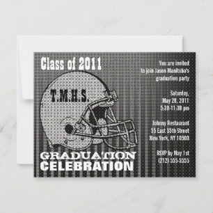 Graduation Party Invitation Football Helmet Grey Kaart