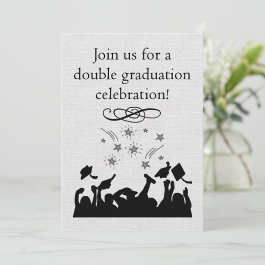 Graduation party Invitation for twins Kaart (Staand voorkant)