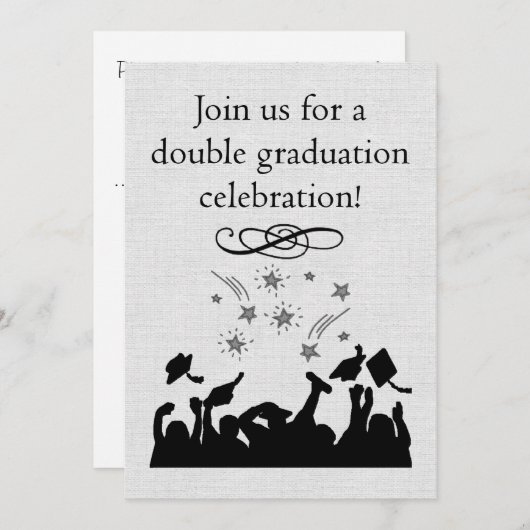 Graduation party Invitation for twins Kaart (Voorkant / Achterkant)