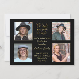 Graduation Party Invitation Gold & Black Kaart