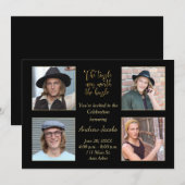 Graduation Party Invitation Gold & Black Kaart (Voorkant / Achterkant)