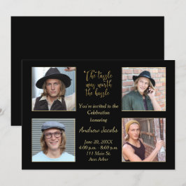 Graduation Party Invitation Gold & Black Kaart