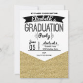 Graduation Party Invitation Gold Glitter en Black Kaart (Voorkant)