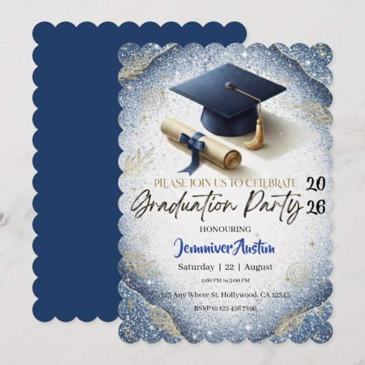 Graduation Party Invitation  Kaart (Voorkant / Achterkant)