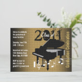 Graduation Party Invitation Music Piano Kaart (Staand voorkant)
