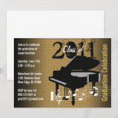 Graduation Party Invitation Music Piano Kaart (Voorkant / Achterkant)