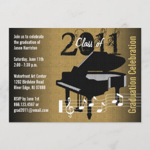 Graduation Party Invitation Music Piano Kaart