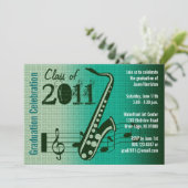 Graduation Party Invitation Music Saxophone Kaart (Staand voorkant)