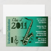 Graduation Party Invitation Music Saxophone Kaart (Voorkant / Achterkant)