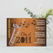 Graduation Party Invitation Music Trombone 2 Kaart (Staand voorkant)